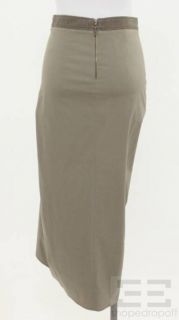 Brunello Cucinelli Taupe Pleated Front Slit Long Evening Skirt Size US 