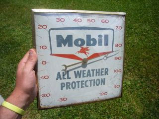 Vintage Mobil Oil Pegasus Advertising Thermometer Gas Oil Sign 
