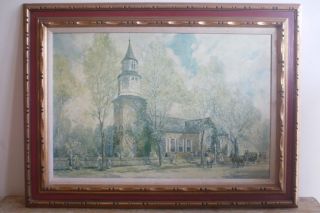 Joseph C Claghorn Old Burton Church Watercolor Painting