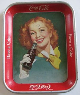Vintage Drink Coca Cola Metal Tray Red Hair Girl Coke