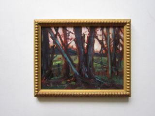 KYLE BUCKLAND AMERICAN IMPRESSIONISM PAINTING PLEIN AIR BACK LIT WOODS 