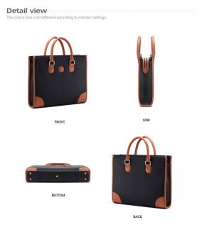   Briefcase Business Bag Two Tone Messenger Shoulder Bag  Black