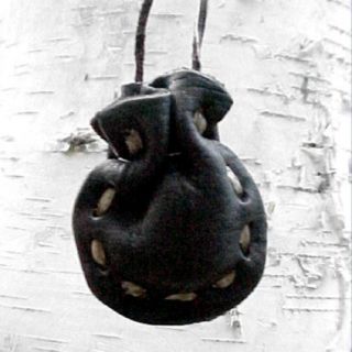 Black Buckskin Sage Smug Medicine Bag Pouch Necklace Deer Leather 461 