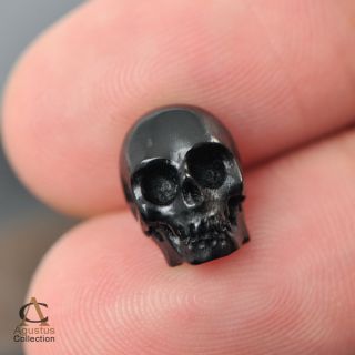 finely carved black buffalo horn skull bead 10 mm
