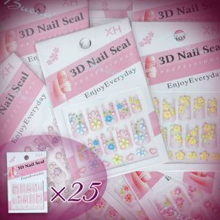 25pcs Styles 3D Design Flower Sheets Decals Stickers for Nail Art 