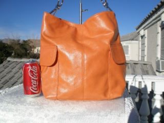 Bueno Orange Faux Leather Large Tote Shoulder Handbag Purse Big 