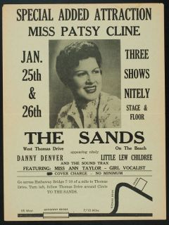 Patsy Cline Concert Flyer 1961 Panama City FL Vintage ORIGINAL RARE 