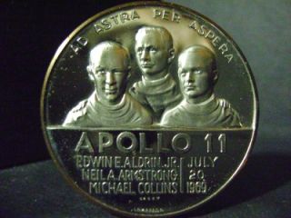 Apollo 11 Aldrin Armstrong Collins July 20 1969 38mm Silver Bronze Lot 