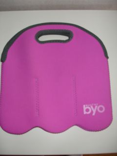 BUILT NY BYO Fuchsia Neoprene Collapsible 6 Six Pack Drink Tote Bag 