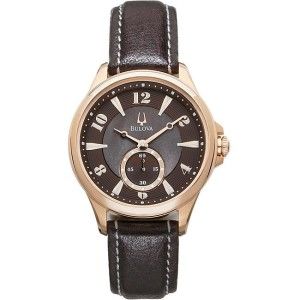 New Bulova Adventure Rose Gold Dial Leather Band Ladies Watch 97L113 