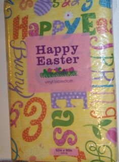 Easter Spring Vinyl Tablecloth Bunny Eggs Flowers 6 Styles 4 Sizes U 