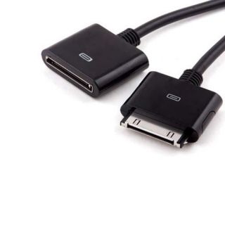 30pin Dock Extension Extender Cable Cord for iPhone iPad iPod Black 