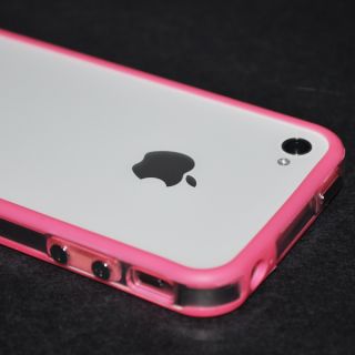 Pink Clear Rubber Open Back Bumper Case Cover for Apple iPhone 4 s 4G 