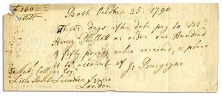 British General John Burgoyne 1790 Document Signed