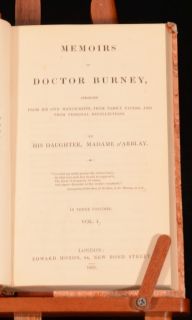 1832 3VOL Memoirs of Doctor Burney Family Papers Daughter Madame D 