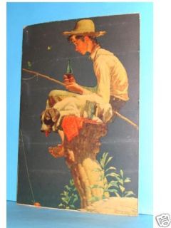   ROCKWELL 1935 COCA COLA Counter Display Calendar BOY WITH COKE FISHING
