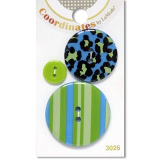 BLUE LEOPARD BUTTONS BY LaMode COORDINATES BLUE & GREEN 3026