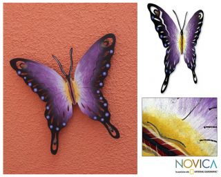 Wise Purple Butterfly Steel Art Wall Sculpture Handmade