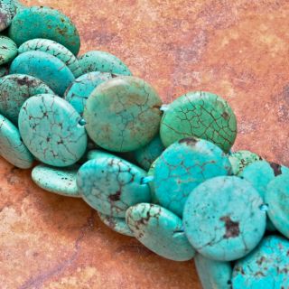 20x20x6mm Turquoise Gemstone Button Beads 15 1 3