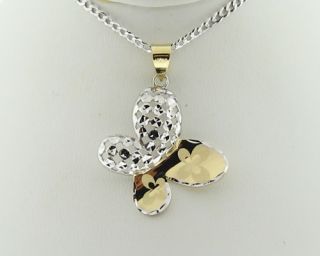Butterfly Solid 14k Two Tone Gold Pendant with 18 Necklace