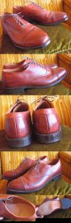 True Vtg Allen Edmonds Byron Caramel Leather Dress Shoes Mens 11 D USA 
