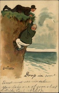 Tuck Lance Thackeray Man Falling Off Cliff c1910 Postcard