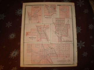 Cambridge City Hagerstown Milton Indiana Antique Map