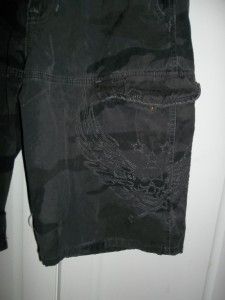 Mossimo Supply Co Dark Gray Black Camo Design Cargo Shorts Boys 14 