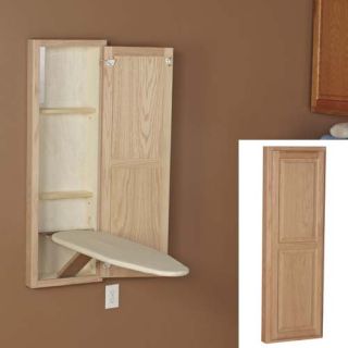   Essentials Oak Stowaway in Wall Ironing Board Cabinet Unit