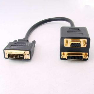 Male DVI to Female DVI VGA Adapter Splitter Cable Video