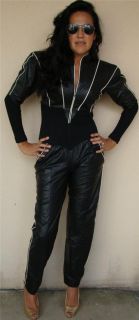 Stunning Cache Leather Catsuit Jumpsuit Bodysuit Sz 4 Black Sexy Black 
