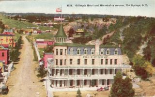 SD Hot Springs Gillespie Hotel 1915 Postcard