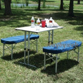   15155 Deluxe Compact Folding Picnic Camping Table Bench Set New