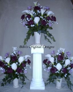   Lavender Roses Calla Lily Silk Flower Arrangement Centerpiece
