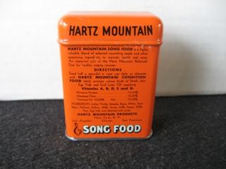 vintage hartz mountain song food bird tin