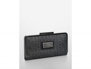 Calvin Klein Womens Simone Metallic Continental Frame Wallet Handbag 