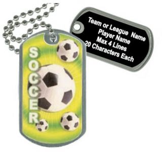 Soccer Personalized SS Dog Tag Medal Award Trophy