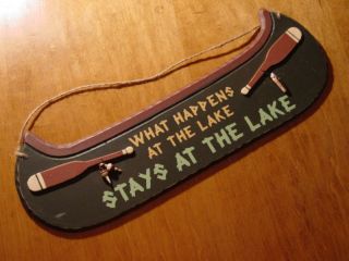   LAKE STAYS Wood Canoe Canoeing Rustic Lodge Cabin Decor Sign