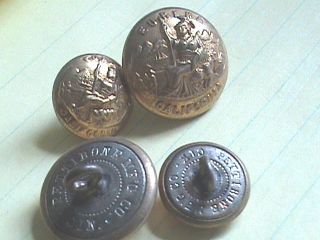 Antique Coat and Cuff California State Seal Gitled Uniform Buttons 