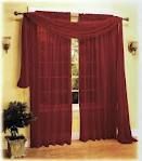 Burgundy 1 Pcs Sheer Voile Window Panel Crushed Scarf Valance Curtains 