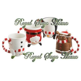   Fun Peppermint Striped Candy Cane Handle Ceramic Coffee Cup Mug