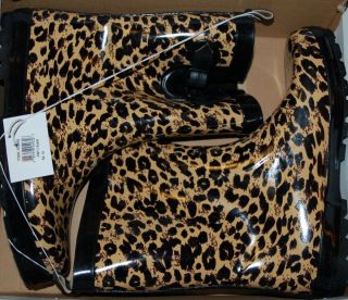 New womens Capelli New York Black Rain Boots size 10 Animal print