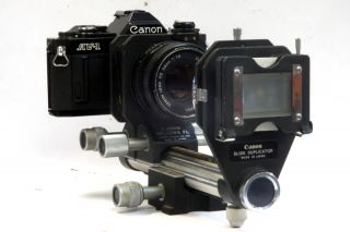 Canon Bellows FL, Canon Slide duplicator, Canon AV 1 camera and canon 