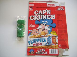 Quaker Captain Crunch Cereal Box and Flippets Robot Premium