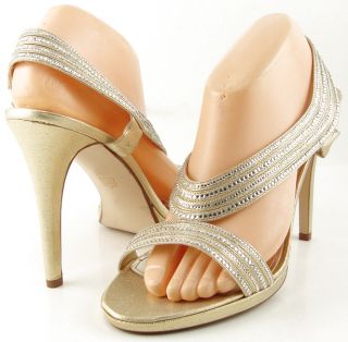 Caparros Tyra Gold Lame Womens Designer Open Toe Wedding Sandals 8 5 