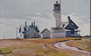 Lithograph Print Cape Elizabeth Maine Lighthouse by Maybe Edward 