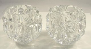 Authentic Tiffany Co Crystal Candle Holders Pair Rock Cut Estates 