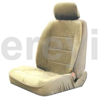 Tan Cloth Fabric Sideless Car Seat Cover with Headrest Auto Truck 