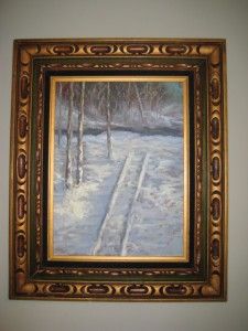 oil painting brd w gaudon campobello nb winter scene