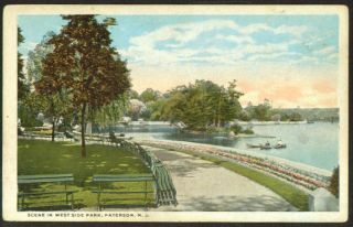 Canoeing West Side Park Paterson NJ postcard 191?
